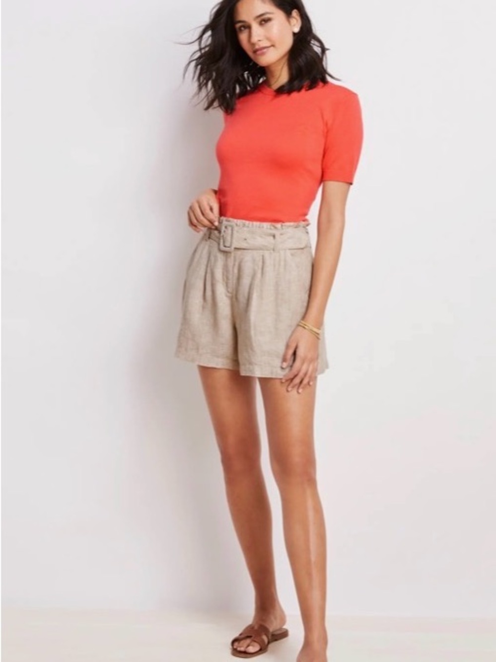 VINEYARD VINES WOMENS LINEN BELTED SHORTS  Black 8